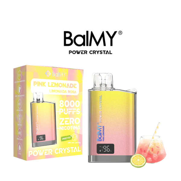 Pod/Vaper desechable BalMY Crystal Power ZERO nicotina 8000- PInk Lemonade