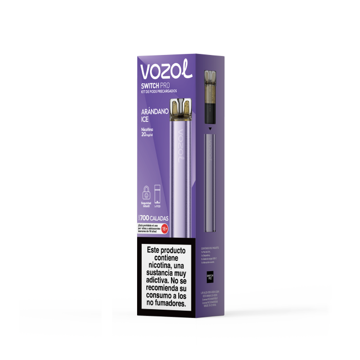 Pod recargable de cápsula VOZOL Switch PRO Kit Starter 20mg/ml nicotina – Arándano Helado Pack