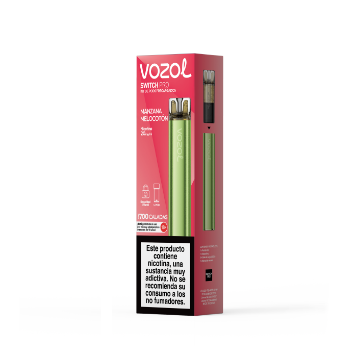 Pod recargable de cápsula VOZOL Switch PRO Kit Starter 20mg/ml nicotina – Manzana Melocotón Pack