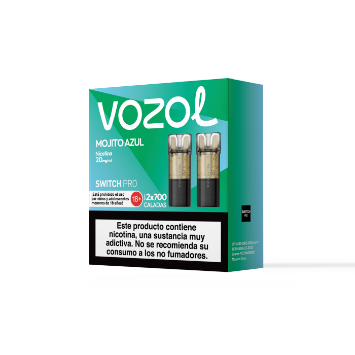 Cápsulas precargadas VOZOL Switch PRO 20mg/ml nicotina (2 uds) – Mojito Azul Pack