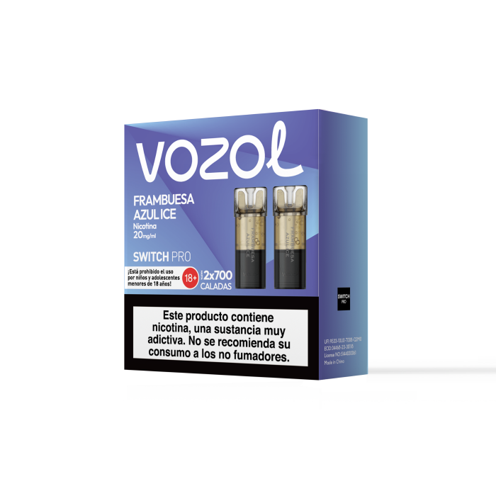 Cápsulas precargadas VOZOL Switch PRO 20mg/ml nicotina (2 uds) – Frambuesa Azul Helada Pack