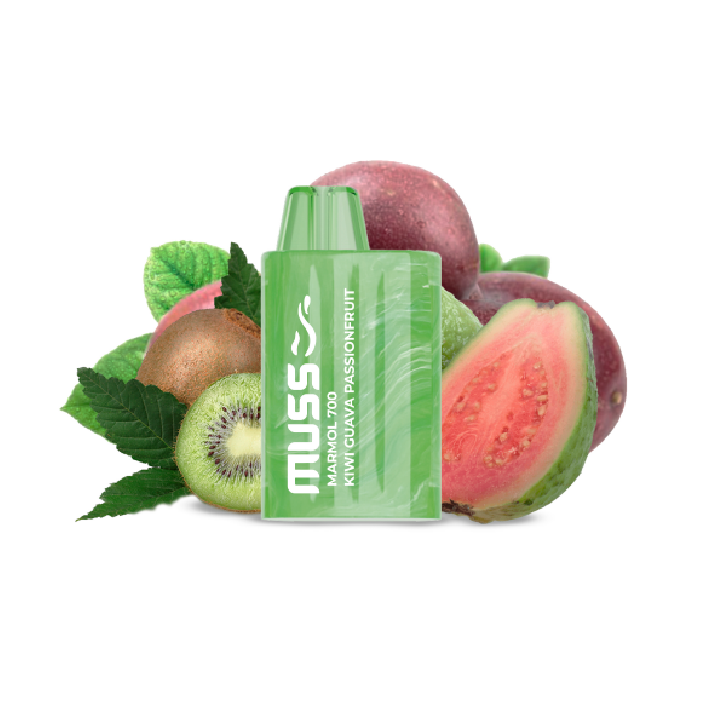 Vaper desechable MUSS Marmol 700 con nicotina 20mg/ml – Kiwi, Guayaba y Fruta de la Pasión