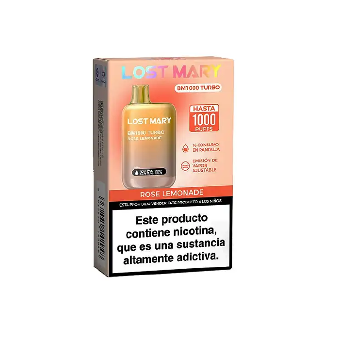 Vaper desechable Lost Mary BM 1000 puffs TURBO 20mg/ml nicotina – Limonada Rosa pack