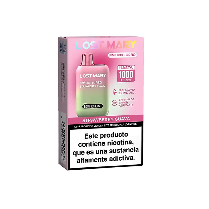 Vaper desechable Lost Mary BM 1000 puffs TURBO 20mg/ml nicotina – Fresa y Guayaba pack