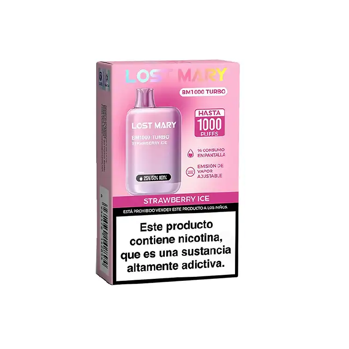 Vaper desechable Lost Mary BM 1000 puffs TURBO 20mg/ml nicotina – Fresa Ice pack