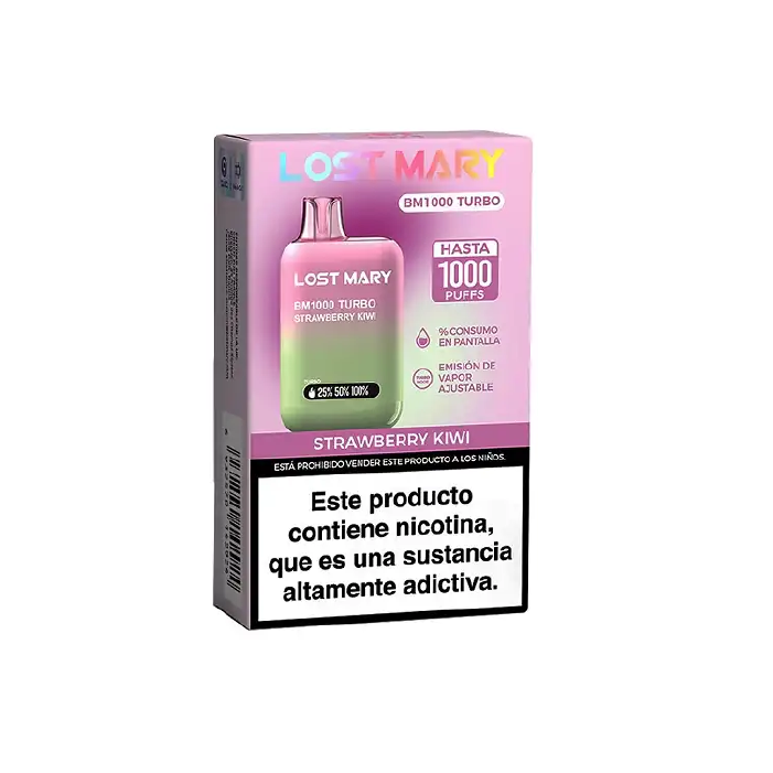 Vaper desechable Lost Mary BM 1000 puffs TURBO 20mg/ml nicotina – Fresa Kiwi pack