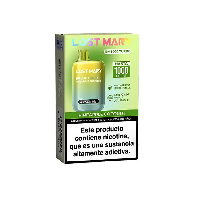 Vaper desechable Lost Mary BM 1000 puffs TURBO 20mg/ml nicotina – Piña Coco pack