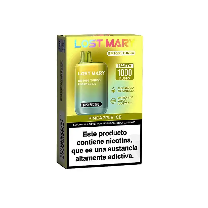 Vaper desechable Lost Mary BM 1000 puffs TURBO 20mg/ml nicotina – Piña Ice pack