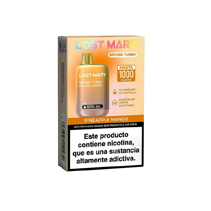 Vaper desechable Lost Mary BM 1000 puffs TURBO 20mg/ml nicotina – Piña Mango pack