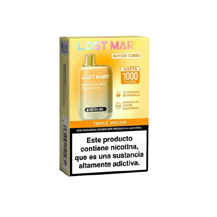Vaper desechable Lost Mary BM 1000 puffs TURBO 20mg/ml nicotina – Triple Melon pack