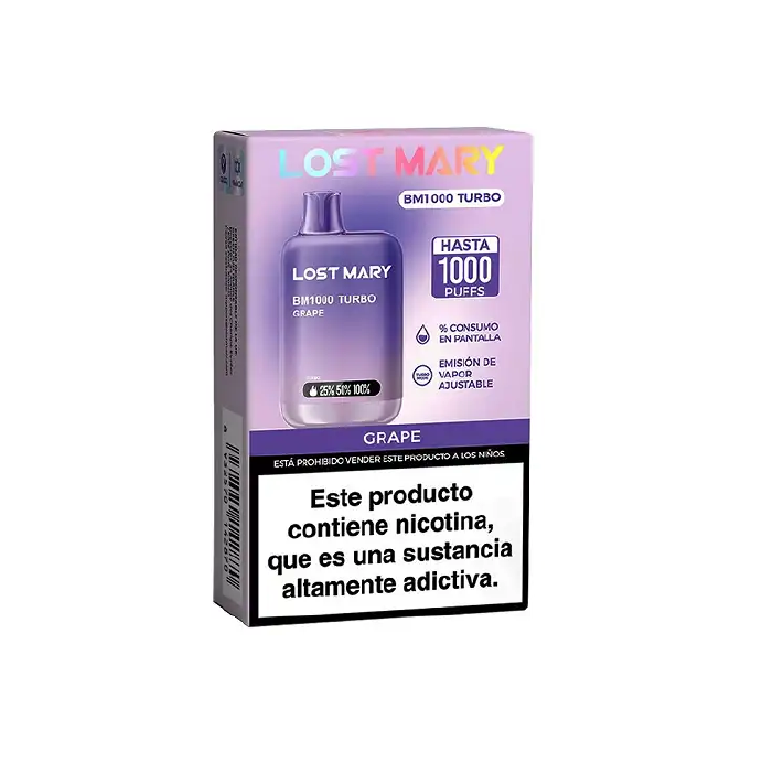 Vaper desechable Lost Mary BM 1000 puffs TURBO 20mg/ml nicotina – Uva pack