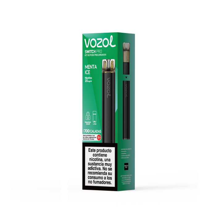 Pod recargable de cápsula VOZOL Switch PRO Kit Starter 20mg/ml nicotina – Menta Helada Pack