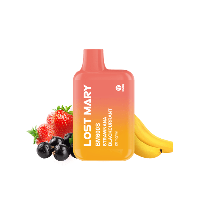 Vaper desechable Lost Mary BM 600 puffs 20mg/ml nicotina – Strawnana Blackcurrant