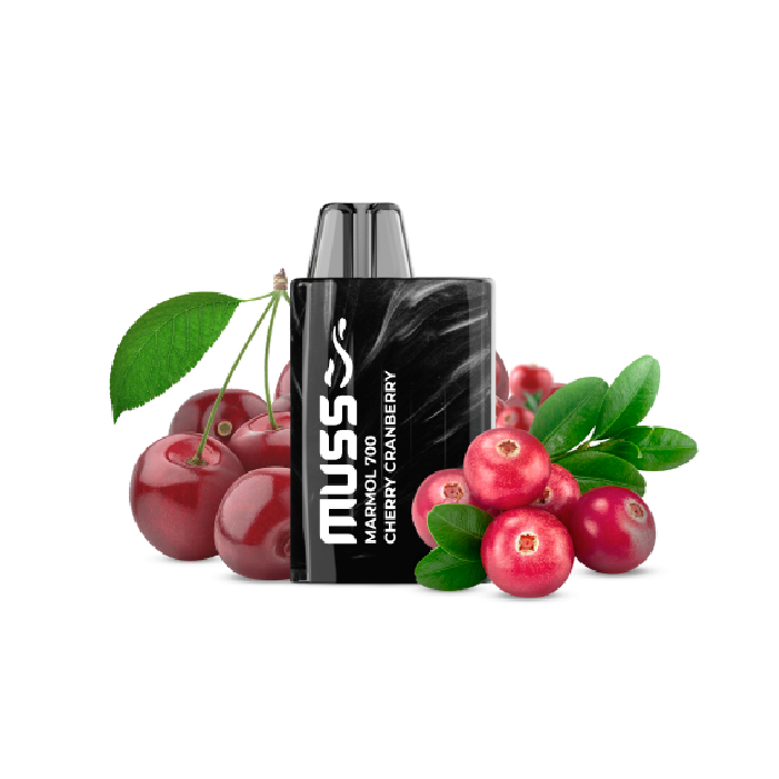 Vaper desechable MUSS Marmol 700 con nicotina 20mg/ml – Cereza y Arándanos Rojos