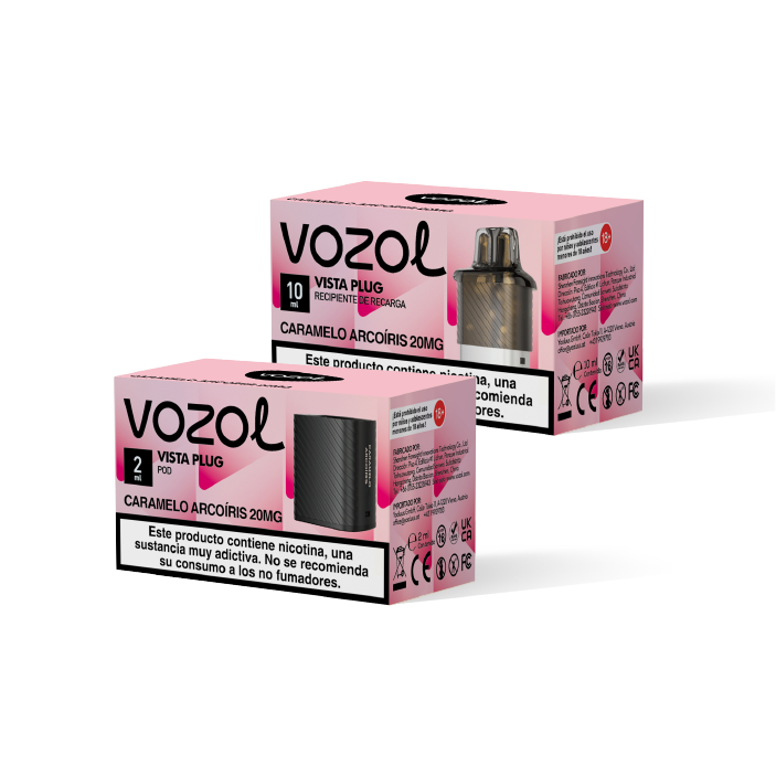VOZOL Vista Plug pack recarga cápsula pod (2ml) + recipiente (10ml) 20mg/ml nicotina – Caramelo Arcoíris