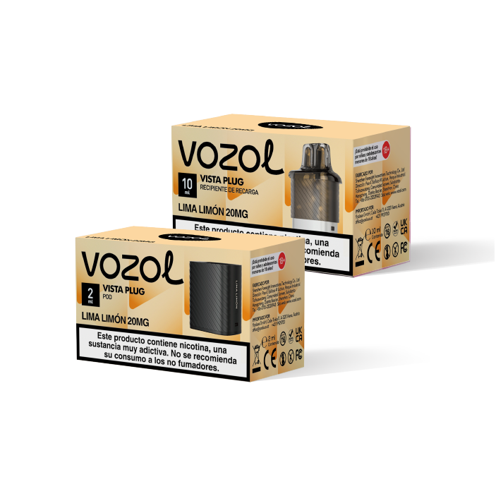 VOZOL Vista Plug pack recarga cápsula pod (2ml) + recipiente (10ml) 20mg/ml nicotina – Lima Limón