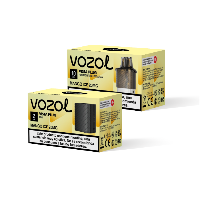 VOZOL Vista Plug pack recarga cápsula pod (2ml) + recipiente (10ml) 20mg/ml nicotina – Mango Ice