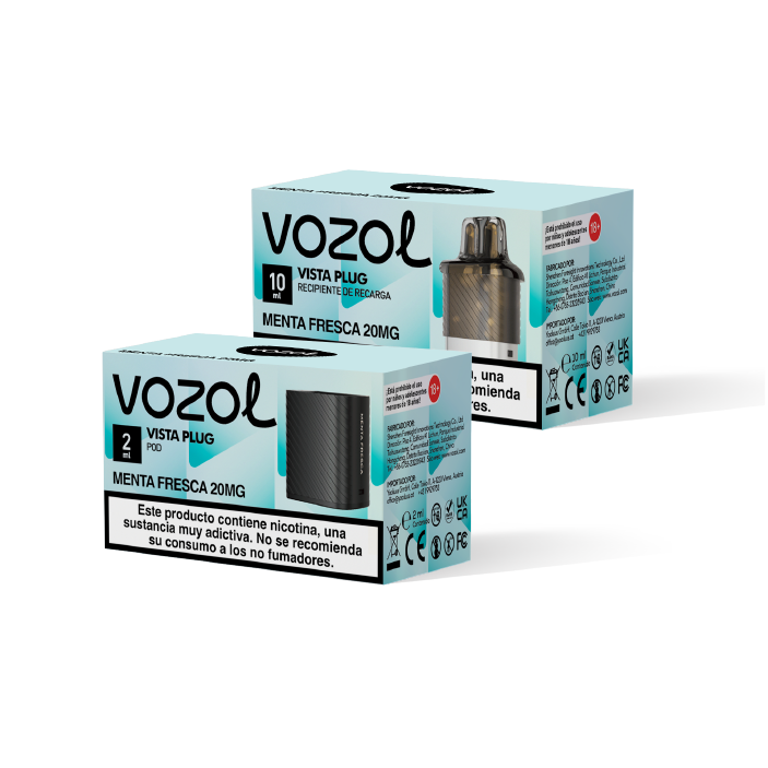 VOZOL Vista Plug pack recarga cápsula pod (2ml) + recipiente (10ml) 20mg/ml nicotina – Menta Fresca