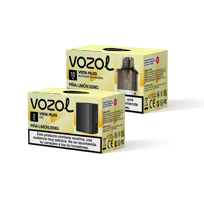 VOZOL Vista Plug pack recarga cápsula pod (2ml) + recipiente (10ml) 20mg/ml nicotina – Piña y Limón