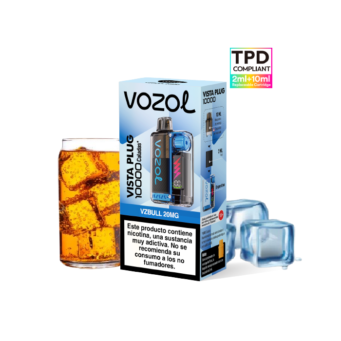 VOZOL Vista Plug Kit Starter 10.000 puffs (2ml + 10ml) precargado 20mg/ml nicotina – VZBull Pack