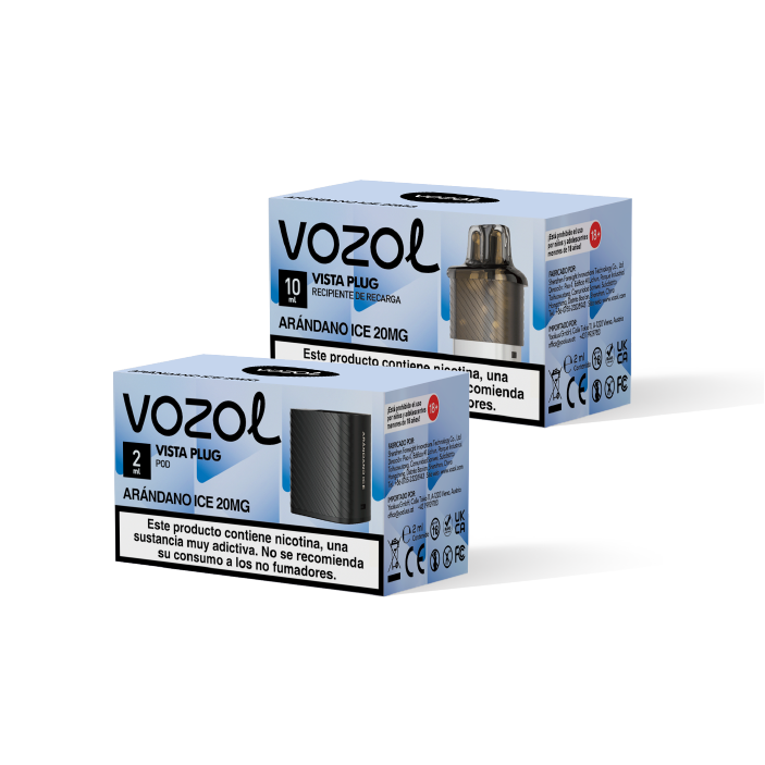 VOZOL Vista Plug pack recarga cápsula pod (2ml) + recipiente (10ml) 20mg/ml nicotina – Arándano Ice
