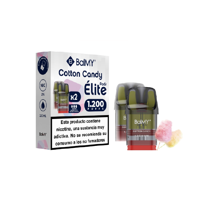 BalMY ÉLITE cápsulas precargadas (2 uds.) 20 mg/ml nicotina 1.200 puffs – Algodón de Azúcar