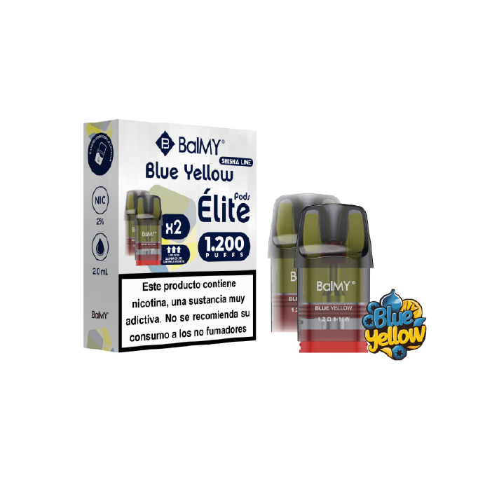 BalMY ÉLITE cápsulas precargadas (2 uds.) 20 mg/ml nicotina 1.200 puffs – Blue Yellow