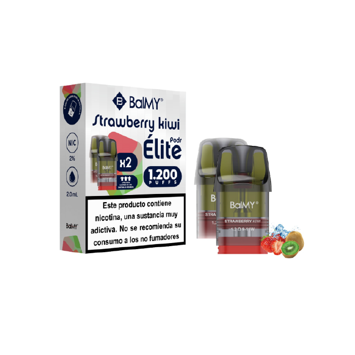 BalMY ÉLITE cápsulas precargadas (2 uds.) 20 mg/ml nicotina 1.200 puffs – Fresa Kiwi
