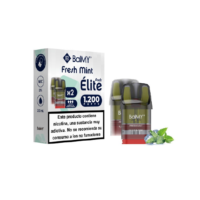 BalMY ÉLITE cápsulas precargadas (2 uds.) 20 mg/ml nicotina 1.200 puffs – Fresa Menta