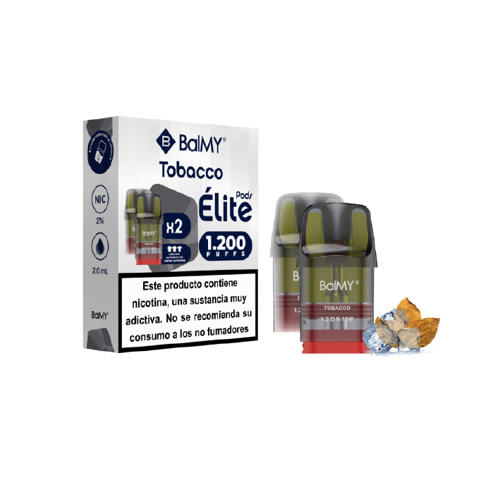 BalMY ÉLITE cápsulas precargadas (2 uds.) 20 mg/ml nicotina 1.200 puffs – Tabaco