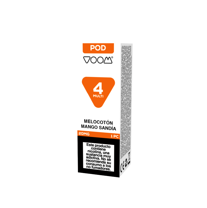 Cápsula prellenada repuesto VOOM 4 MULTI POD prellenada 20mg/ml nicotina – 1 ud – Melocotón, Mango y Sandía