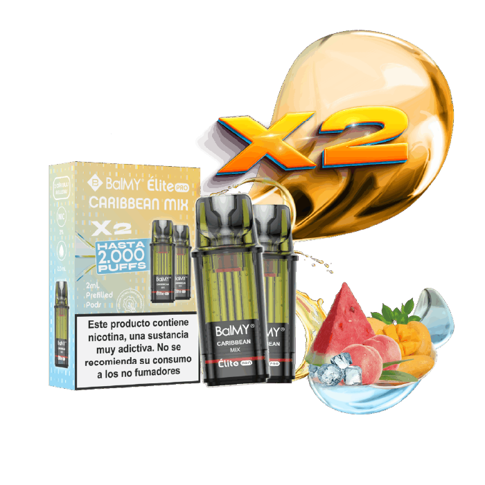Cápsulas rellenas BalMY Élite PRO 1000 puffs 20mg/ml nicotina (2 x 1 uds/pack) – Caribbean Mix