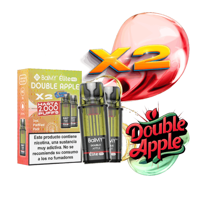 Cápsulas rellenas BalMY Élite PRO 1000 puffs 20mg/ml nicotina (2 x 1 uds/pack) – Double Apple