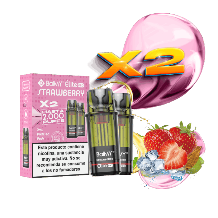 Cápsulas rellenas BalMY Élite PRO 1000 puffs 20mg/ml nicotina (2 x 1 uds/pack) – Fresa