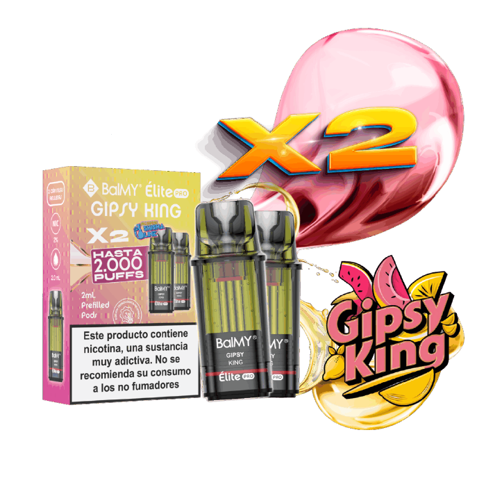 Cápsulas rellenas BalMY Élite PRO 1000 puffs 20mg/ml nicotina (2 x 1 uds/pack) – Gipsy King