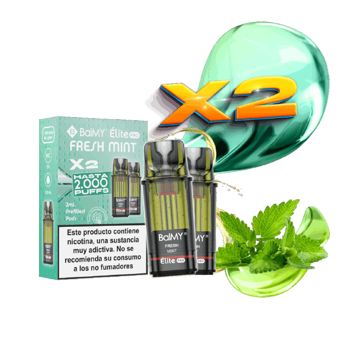 Cápsulas rellenas BalMY Élite PRO 1000 puffs 20mg/ml nicotina (2 x 1 uds/pack) – Menta Fresca