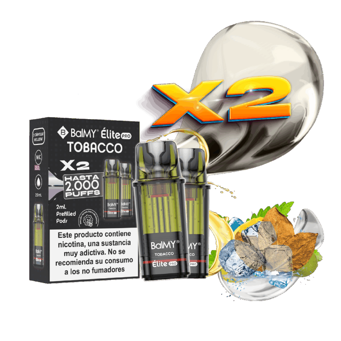 Cápsulas rellenas BalMY Élite PRO 1000 puffs 20mg/ml nicotina (2 x 1 uds/pack) – Tabaco