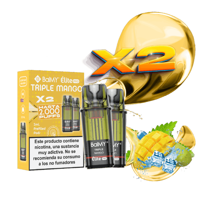 Cápsulas rellenas BalMY Élite PRO 1000 puffs 20mg/ml nicotina (2 x 1 uds/pack) – Triple Mango