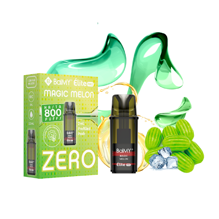 Cápsulas rellenas BalMY Élite PRO 1000 puffs ZERO nicotina (2 x 1 uds/pack) – Magic Melon