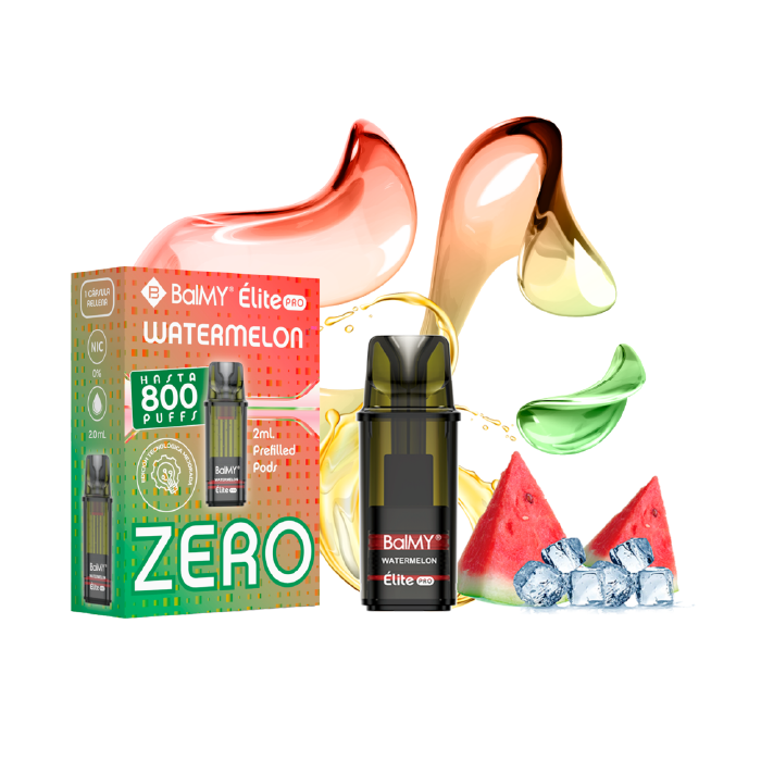 Cápsulas rellenas BalMY Élite PRO 1000 puffs ZERO nicotina (2 x 1 uds/pack) – Sandía