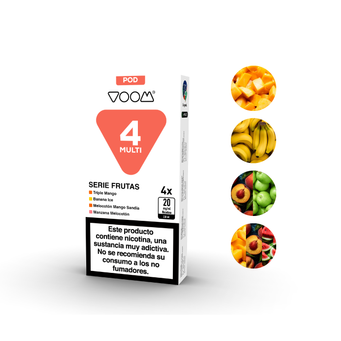 Cápsulas precargadas VOOM MULTI POD 600 puffs 20mg/ml nicotina – 4 uds – Serie Frutas