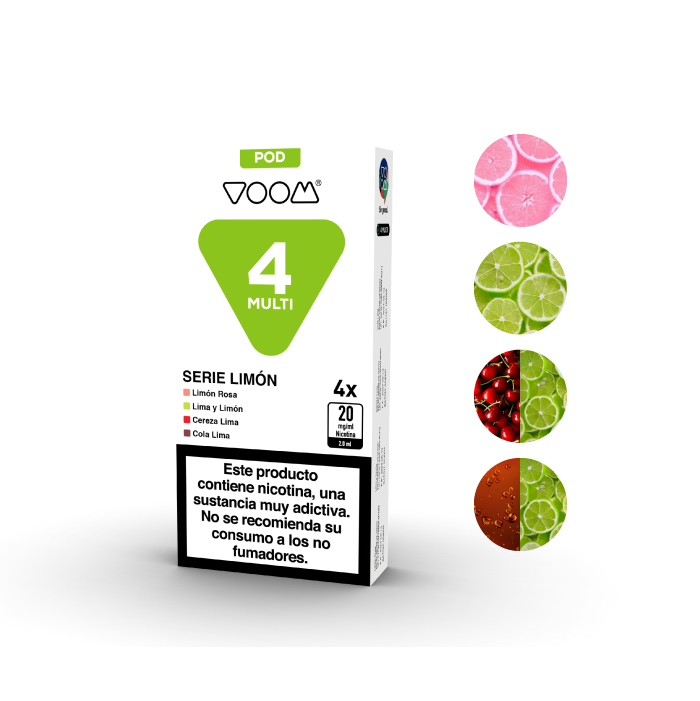 Cápsulas precargadas VOOM MULTI POD 600 puffs 20mg/ml nicotina – 4 uds – Serie Limón