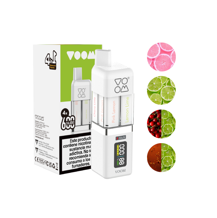 Multi pod VOOM 2400 puffs 4 sabores en 1 con 20 mg/ml nicotina Starter Kit – Lemon Serie