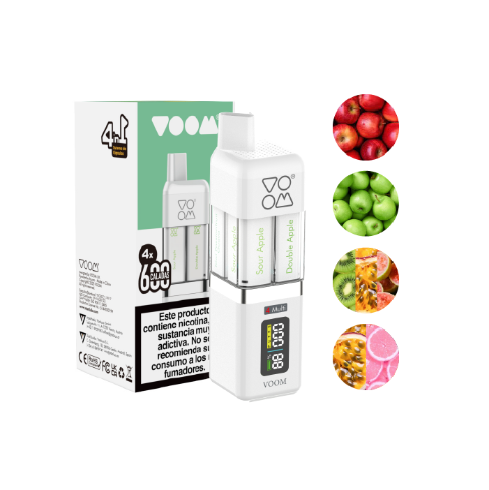 Multi pod VOOM 2400 puffs 4 sabores en 1 con 20 mg/ml nicotina Starter Kit – Sour Serie