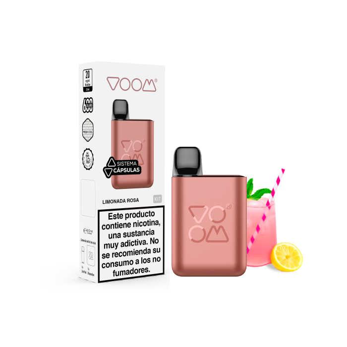 Pod Mod I VOOM Recargable + Cápsula POD MESH 600 puffs con 20 mg/ml nicotina Kit Starter – Limonada Rosa