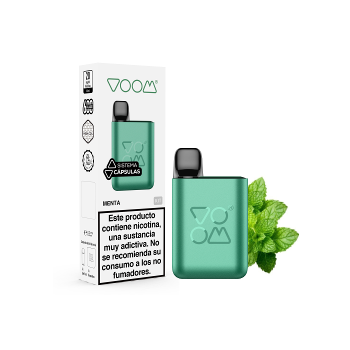 Pod Mod I VOOM Recargable + Cápsula POD MESH 600 puffs con 20 mg/ml nicotina Kit Starter – Menta