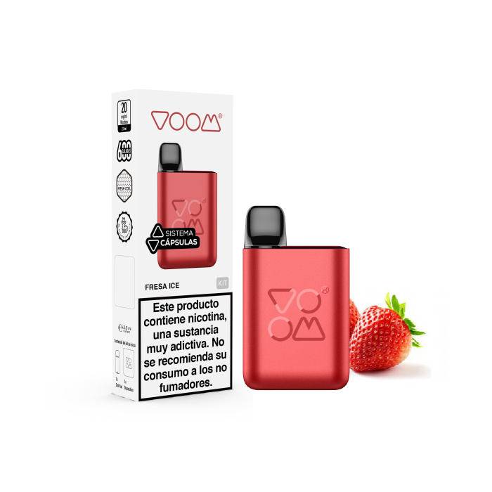 Pod Mod I VOOM Recargable + Cápsula POD MESH 600 puffs con 20 mg/ml nicotina Kit Starter – Fresa Ice