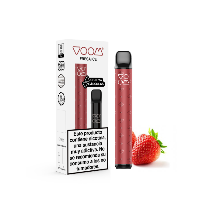 Pod Mi VOOM Recargable + Cápsula POD MESH 600 puffs con 20 mg/ml nicotina Kit Starter – Fresa Ice
