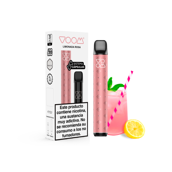 Pod Mi VOOM Recargable + Cápsula POD MESH 600 puffs con 20 mg/ml nicotina Kit Starter – Limonada Rosa