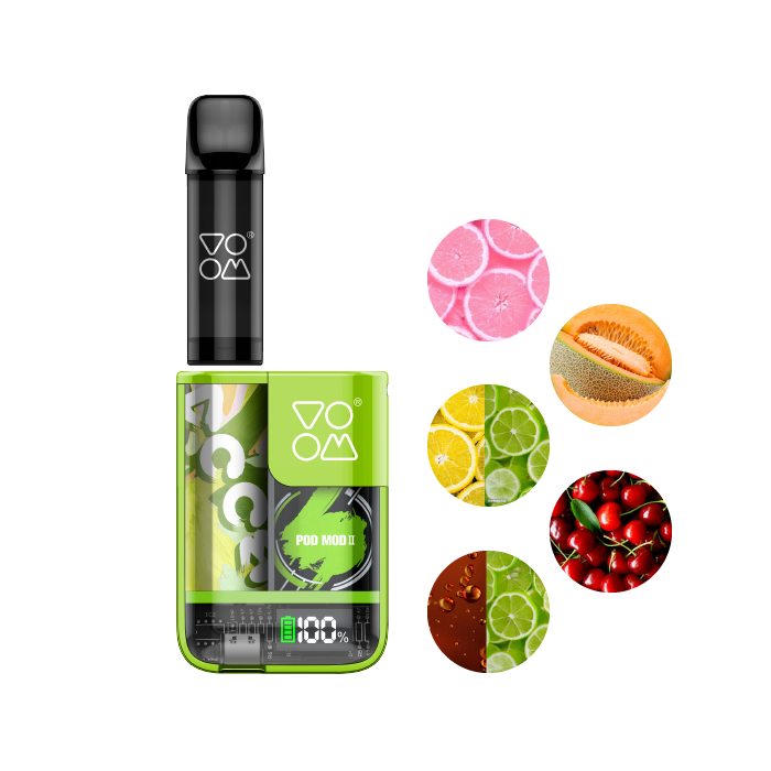 Pod Mod II VOOM + 5 cápsulas dif. sabor x 600 (3.000 puffs) y 20 mg/ml nicotina – Lemon Serie